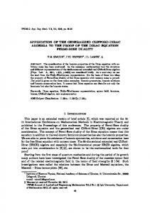 APPLICATION OF THE GENERALIZED CLIFFORD-DIRAC ALGEBRA ...