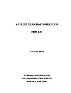 APPLIED GRAMMAR WORKBOOK ENM 101