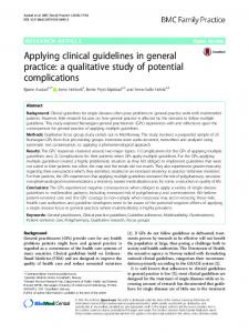 Applying clinical guidelines in general practice: a