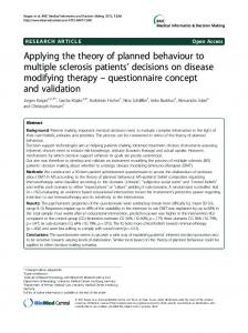 Applying the theory of planned behaviour to multiple sclerosis patients ...