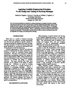 Applying Usability Engineering Principles To the Design and Testing ...