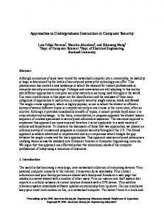 Approaches to Undergraduate Instruction in Computer Security