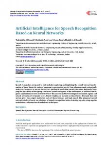 Artificial Intelligence for Speech Recognition Based on Neural Networks