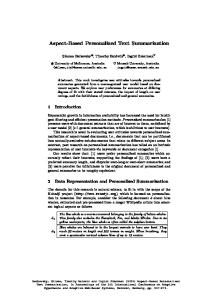 Aspect-Based Personalized Text Summarization - Semantic Scholar