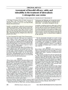 Assessment of linezolid efficacy, safety and tolerability in the ... - Hindawi