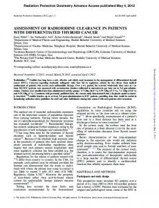 ASSESSMENT OF RADIOIODINE CLEARANCE IN PATIENTS WITH ...