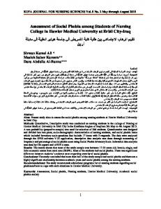 Assessment of Social Phobia among Students of Nursing College in ...