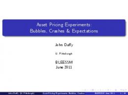 Asset Pricing Experiments: Bubbles, Crashes & Expectations