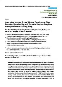 Association between Screen Viewing Duration and Sleep Duration