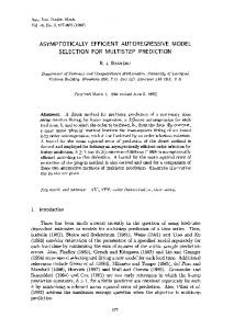 Asymptotically efficient autoregressive model selection for multistep ...