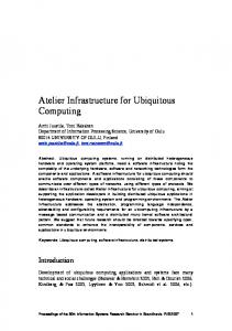 Atelier Infrastructure for Ubiquitous Computing