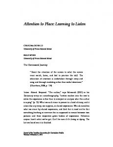 Attention to Place: Learning to Listen - Journal of the Canadian ...