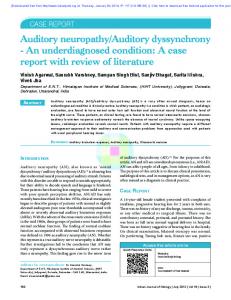 Auditory neuropathy/Auditory dyssynchrony