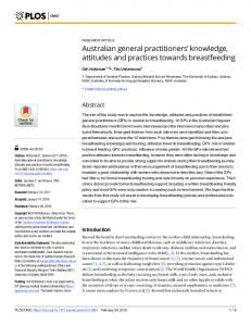 Australian general practitioners' knowledge, attitudes and ... - PLOS