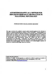 autoethnography as a method for reflexive research and ... - CiteSeerX
