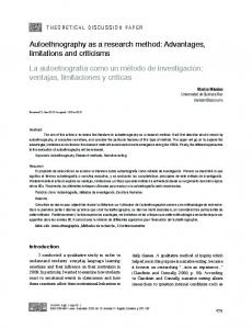 Autoethnography as a research method: Advantages, limitations and