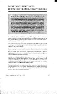Banking supervision - defining the public sector role, Reserve Bank of ...
