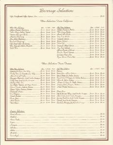 Bar & Wine List - The Clarkson Inn