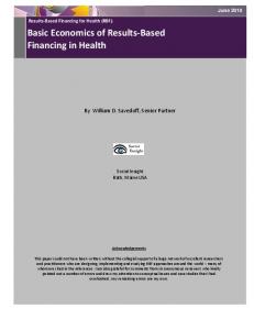 Basic Economics of Results-Based Financing in Health - RBF Health