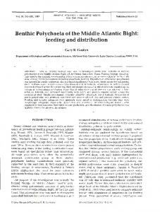 Benthic Polychaeta of the Middle Atlantic Bight - Inter Research