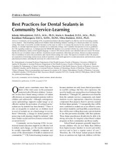 Best Practices for Dental Sealants in Community