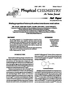 Binding properties of heterocyclic amines towards ... | Trade Science Inc