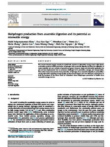 Biohydrogen production from anaerobic digestion and ...