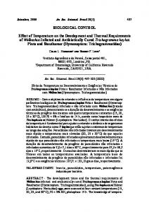BIOLOGICAL CONTROL Effect of Temperature on the ... - Scielo.br