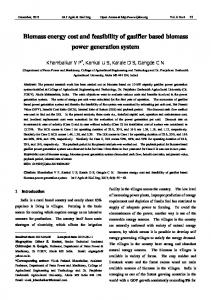 Biomass energy cost and feasibility of gasifier based biomass power ...