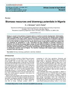 Biomass resources and bioenergy potentials in ... - Academic Journals