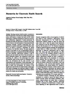 Biometrics for Electronic Health Records - Springer Link