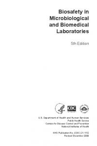 Biosafety in Microbiological and Biomedical