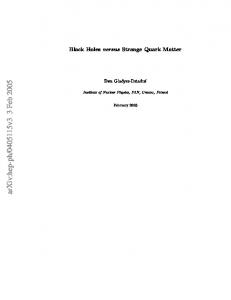 Black Holes versus Strange Quark Matter