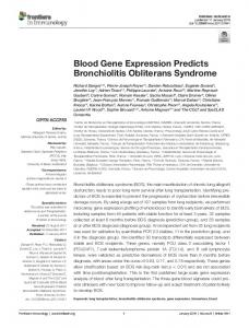 Blood Gene Expression Predicts Bronchiolitis Obliterans Syndrome