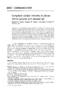 BRIEF COMMUNICATION Competent cellular immunity in allergic ...