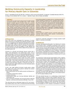 Building Community Capacity in Leadership for Primary Health Care ...