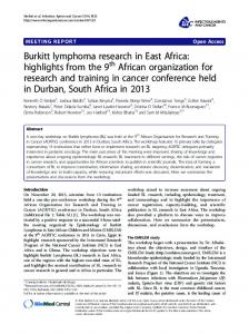 Burkitt lymphoma research in East Africa: highlights from ... - CiteSeerX