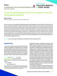 Cancer Control Programs in East Asia - BioMedSearch