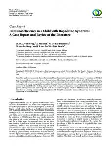 Case Report Immunodeficiency in a Child with Rapadilino Syndrome ...