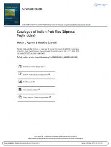 Catalogue of Indian fruit flies (Diptera: Tephritidae)