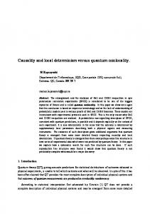 Causality and local determinism versus quantum nonlocality