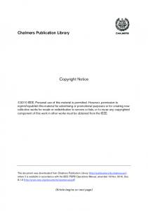Chalmers Publication Library Copyright Notice