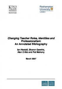 Changing Teacher Roles, Identities and Professionalism - CiteSeerX