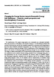 Changing the Energy System towards Renewable Energy Self ... - MDPI
