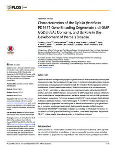 Characterization of the Xylella fastidiosa PD1671 Gene Encoding ...
