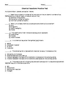 Chemical Reactions Practice Test