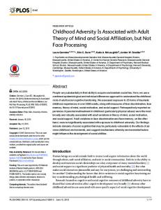 Childhood Adversity Is Associated with Adult Theory of Mind and