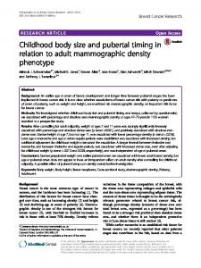 Childhood body size and pubertal timing in relation to adult ...