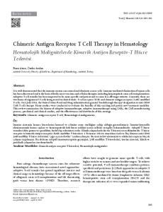 Chimeric Antigen Receptor T Cell Therapy in ... - JournalAgent