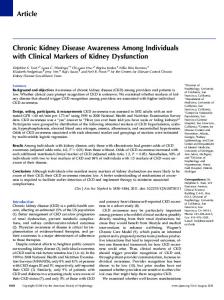 Chronic Kidney Disease Awareness Among Individuals with Clinical ...